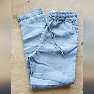 H&M Light Blue Straight Leg Linen Pants, Size XS